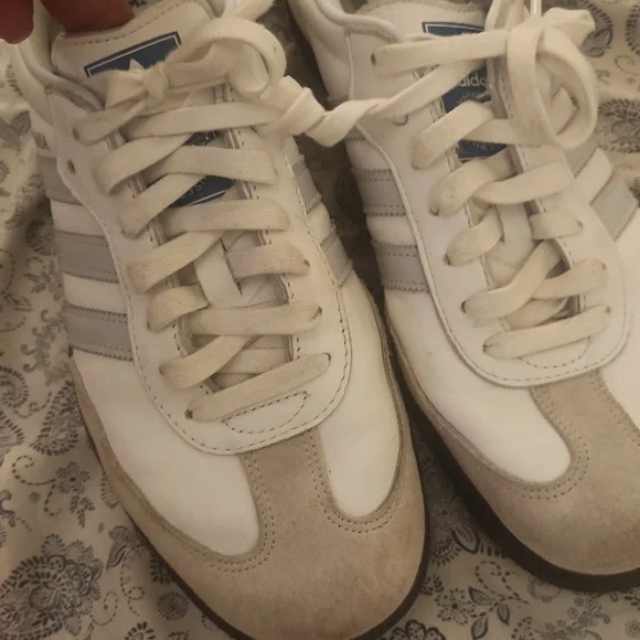 Adidas Samba White and Light Gray Shoes - Picture 2 of 5